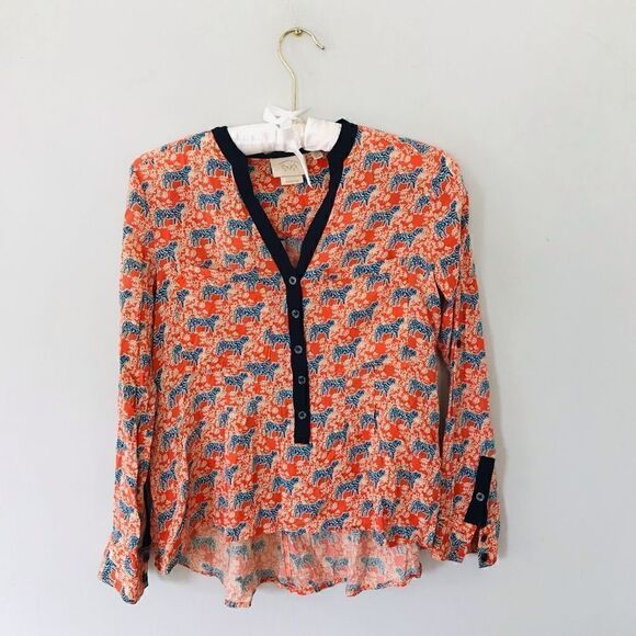 Anthropologie Vanessa Virginia Honore Tiger Print Blouse - Picture 2 of 9